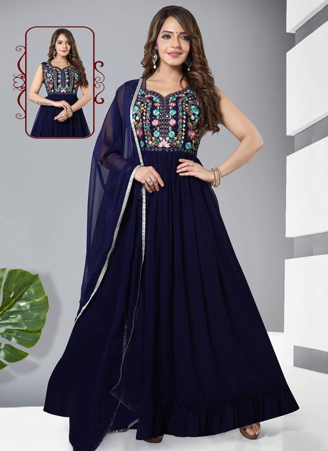 N F GOWN 21 Festive Wear Wholesale Long Gown With Dupatta collection